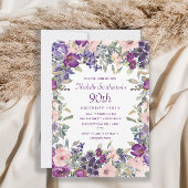 Invitation Feuillage de couleur rose pourpre 90e anniversaire