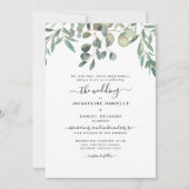 Invitation Feuillage de eucalyptus rêveur simplement mariage (Devant)