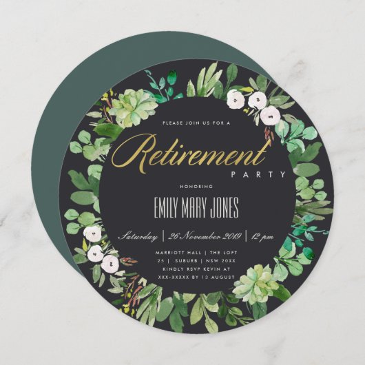 INVITATION FEUILLAGE DE EUCALYPTUS SUCCULENT A L'AQUARELLE PO (Devant / Derrière)