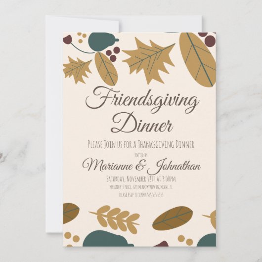 Invitation Feuillage de Friendsgiving pour la fête de Thanksg (Devant)