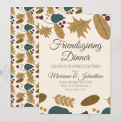 Invitation Feuillage de Friendsgiving pour la fête de Thanksg (Devant / Derrière)