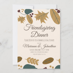 Invitation Feuillage de Friendsgiving pour la fête de Thanksg