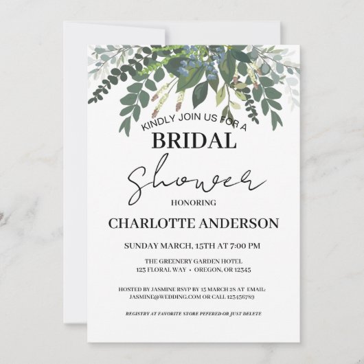 Invitation Feuillage de jardin Nature Verdure Shower de maria (Devant)