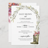 Invitation Feuillage de jardin secret | Coupleboots Mariage r (Devant / Derrière)