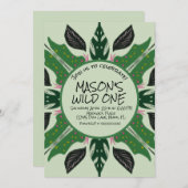 Invitation Feuillage de la jungle dessiné à la main Fête au z (Devant / Derrière)