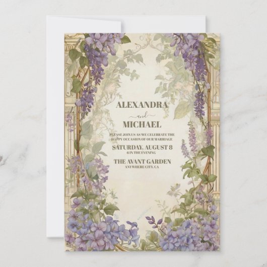 Invitation Feuillage de lavande Dusty Mariage d'aquarelle mod (Devant)