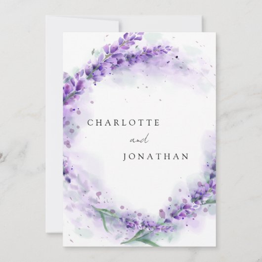 Invitation Feuillage de lavande Dusty Mariage d'aquarelle mod (Dos)