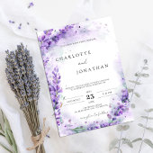 Invitation Feuillage de lavande Dusty Mariage d'aquarelle mod