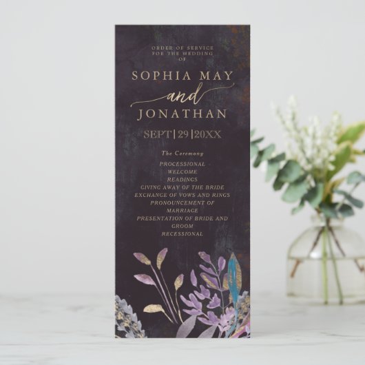 Invitation Feuillage de minuit Ordre de service (Debout devant)