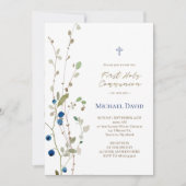 Invitation feuillage de myrtille des marais Première communio (Devant)