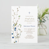 Invitation feuillage de myrtille des marais Première communio (Debout devant)