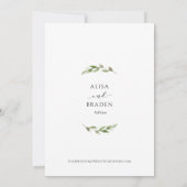 Invitation Feuillage de verdure de mariage floral blanc or (Dos)