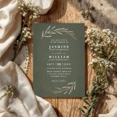Invitation Feuillage de verdure Élégant Rustique Mariage Code