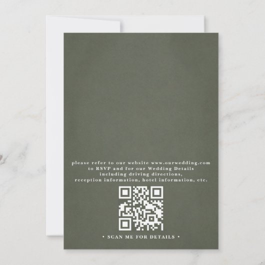 Invitation Feuillage de verdure Élégant Rustique Mariage Code (Dos)