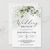 Invitation Feuillage de verdure eucalyptus boho mariage brunc (Devant)