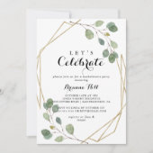 Invitation Feuillage de verdure géométrique Fêtons la fête (Devant)