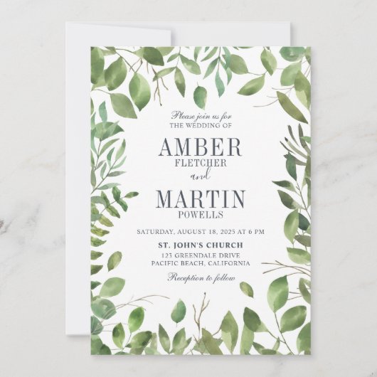 Invitation Feuillage de verdure Mariage (Devant)