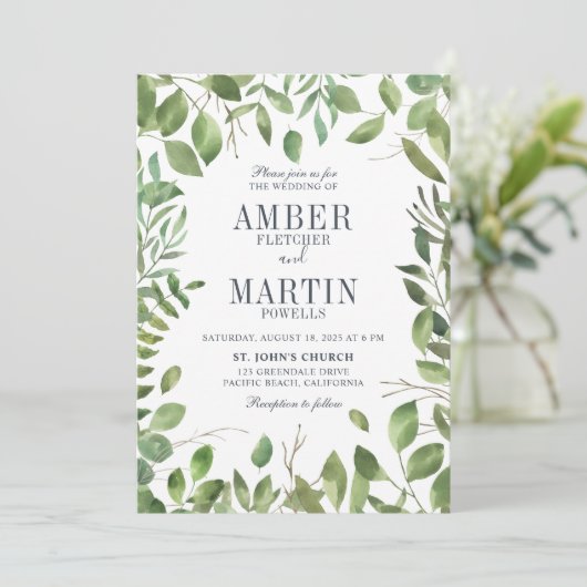 Invitation Feuillage de verdure Mariage (Debout devant)