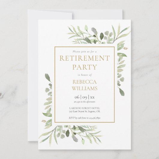 Invitation Feuillage de verdure pour fête de retraite (Devant)