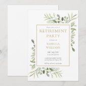 Invitation Feuillage de verdure pour fête de retraite (Devant / Derrière)