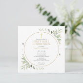 Invitation Feuillage de verdure Première Sainte Communion Or (Debout devant)