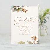 Invitation Feuillage de verdure rustique de dîner de Thanksgi (Debout devant)