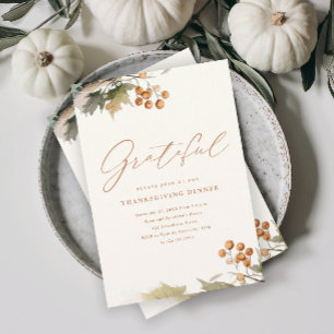 Invitation Feuillage de verdure rustique de dîner de Thanksgi