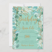 Invitation Feuillage de verdure sage Anniversaire Élégant Mod (Devant)