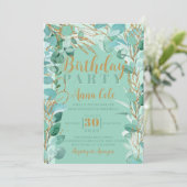 Invitation Feuillage de verdure sage Anniversaire Élégant Mod (Debout devant)