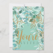 Invitation Feuillage de verdure sage Anniversaire Élégant Mod (Dos)