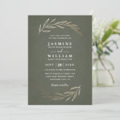 Invitation Feuillage de verdure sage mariage rustique élégant (Debout devant)