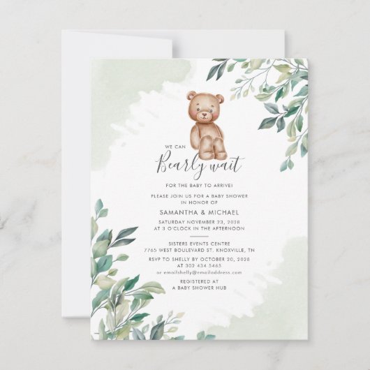 Invitation Feuillage d'eucalyptus Couples Baby Shower (Devant)