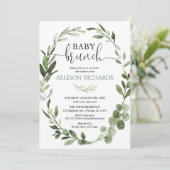 Invitation Feuillage d'eucalyptus de brunch pour bébé neutre  (Debout devant)