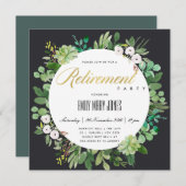 INVITATION FEUILLAGE D'EUCALYPTUS NOIR A L'AQUARELLE RETRAITE (Devant / Derrière)