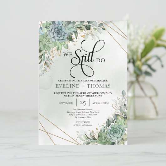 Invitation Feuillage d'eucalyptus succulent du printemps, nou (Debout devant)