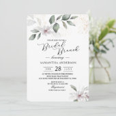 Invitation Feuillage et Fleur Aquarelle Douce Végétation | Or (Debout devant)