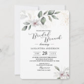 Invitation Feuillage et Fleur Aquarelle Douce Végétation | Or (Devant)