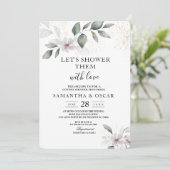 Invitation Feuillage et Fleur Aquarelle Douce Verdure | Or (Debout devant)