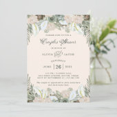 Invitation Feuillage et floral | Douche Couples Roses Rouges (Debout devant)