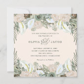 Invitation Feuillage et floral | Mariage rose pâle (Devant)