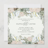 Invitation Feuillage et floral | Mariage vert clair (Devant)
