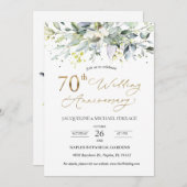 Invitation Feuillage Eucalyptus 70e anniversaire de Mariage (Devant / Derrière)