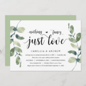 Invitation Feuillage Eucalyptus, Encre noire, Fuite de noces (Devant / Derrière)