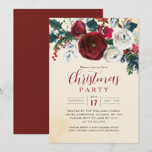 Invitation Feuillage festif charmant Fête de Noël  