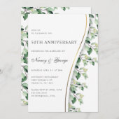 Invitation Feuillage Feuille vert 50e anniversaire du Mariage (Devant / Derrière)