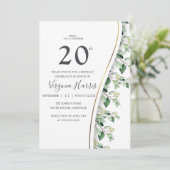 Invitation Feuillage Feuille vert Vingt-vingtième anniversair (Debout devant)