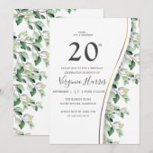 Invitation Feuillage Feuille vert Vingt-vingtième anniversair (Devant / Derrière)