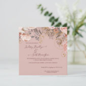 Invitation Feuillage floral bouché Rose or Boho Couples douch (Debout devant)