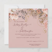Invitation Feuillage floral bouché Rose or Boho Couples douch (Devant)