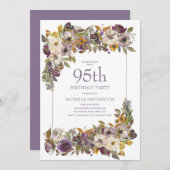 Invitation Feuillage floral d'ivoire jaune pourpre 95e annive (Devant / Derrière)